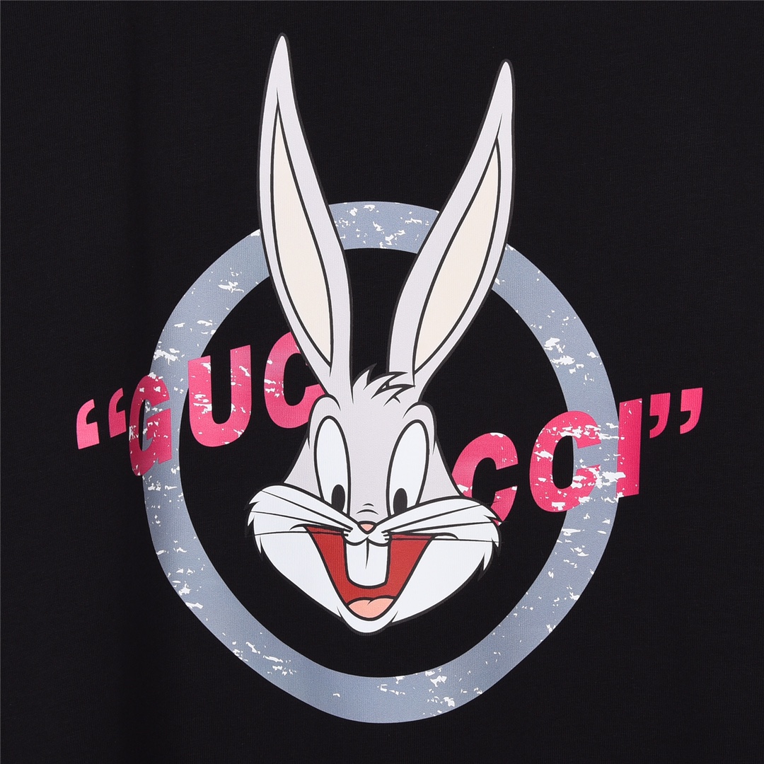 上新170 GUCCI 古驰 23Fw兔年限定长耳兔印花短袖