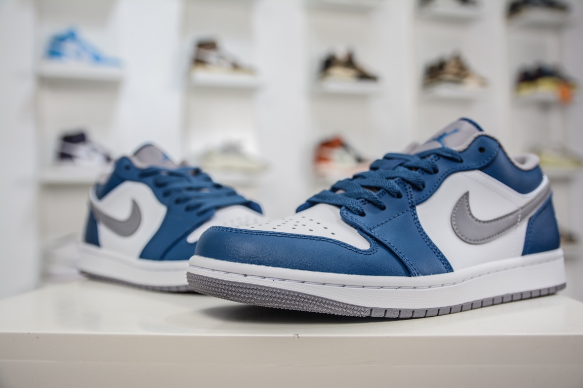 220 纯原Air Jordan 1 Low 灰白蓝 AJ1乔1低帮休闲板鞋 553558-412