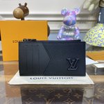 Louis Vuitton Wallet Card pack Black Blue Dark Green Grey Cowhide Frosted M82068
