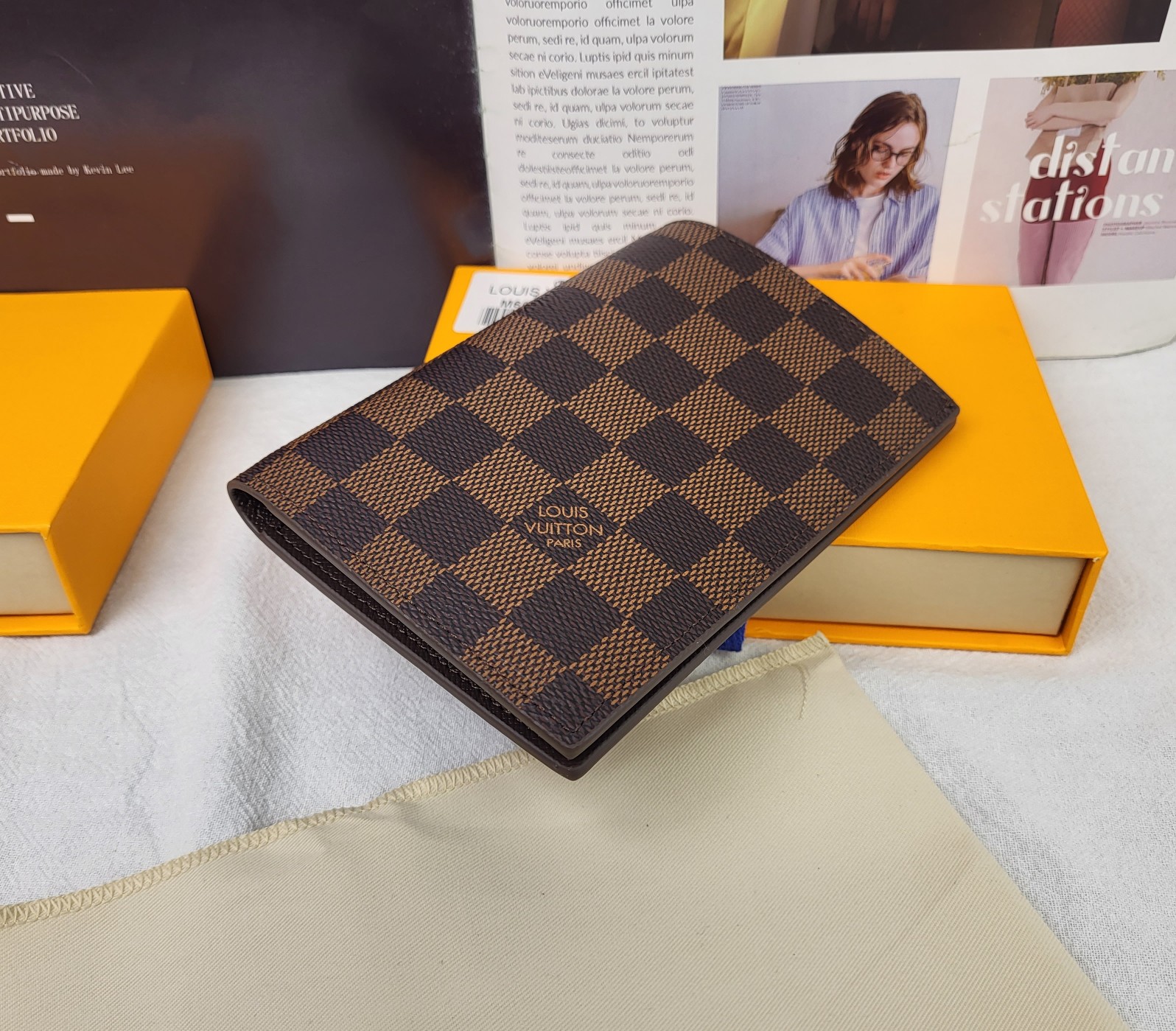 Leather passport holder interior detail