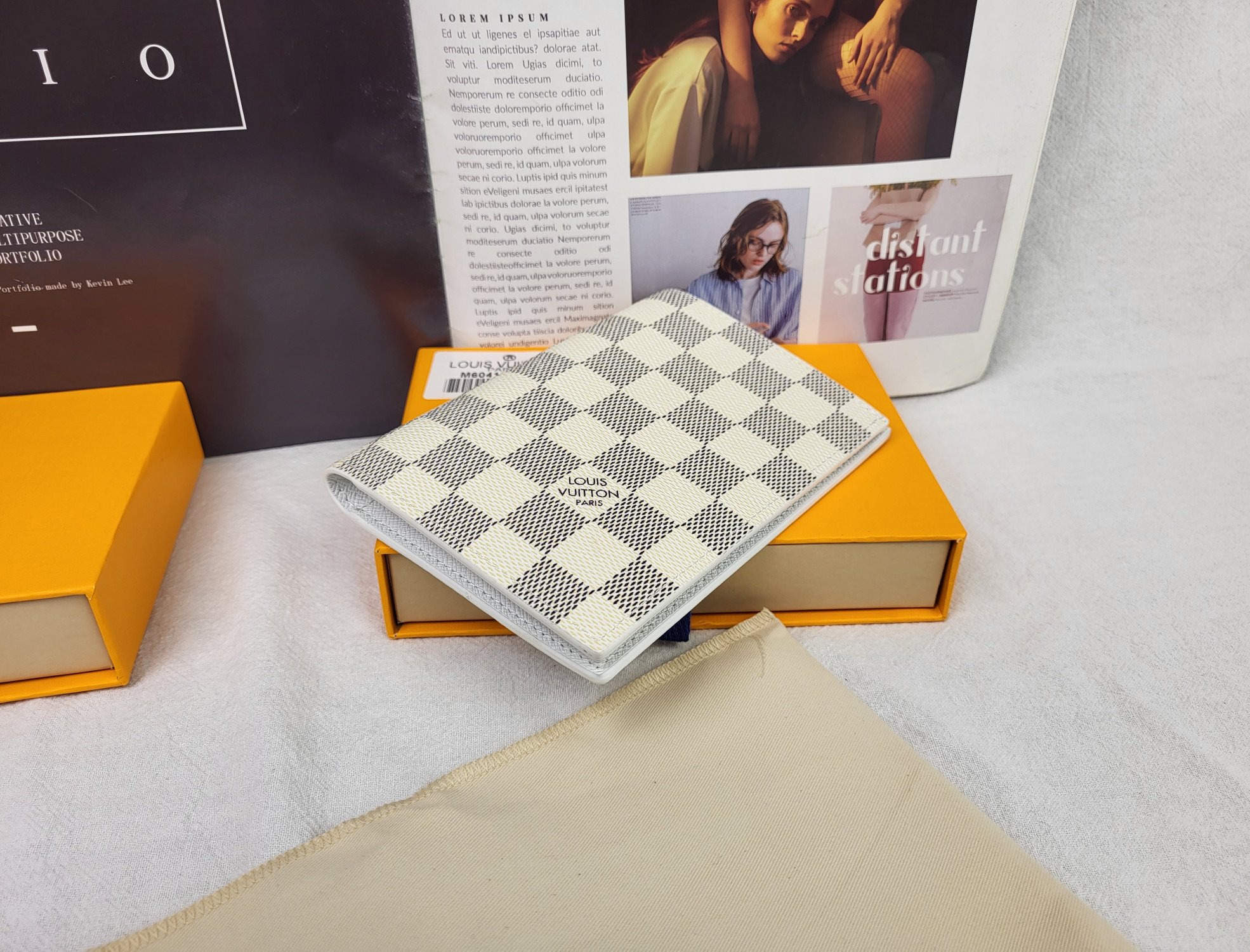 Leather passport wallet texture close up