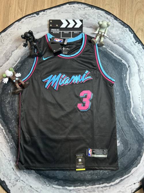 Nike Miami Heat Dwyane Wade #3 City Edition Basketball Jersey - Black 1 Nike Miami Heat Dwyane Wade #3 City Edition Basketball Jersey - Black