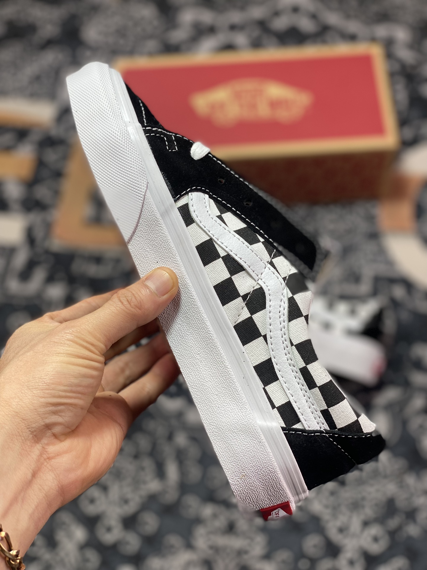 140   Vans Sk8-Low 黑白棋盘格 范斯官方 棋盘格拼接休闲帆布鞋