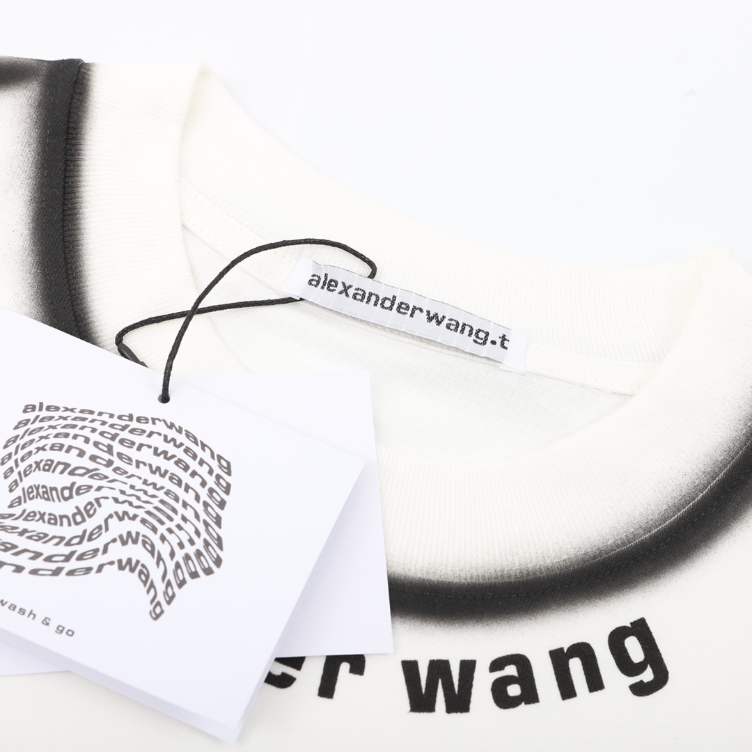 170 Alexander Wang 亚历山大王手工喷墨领口logo印花短袖T恤