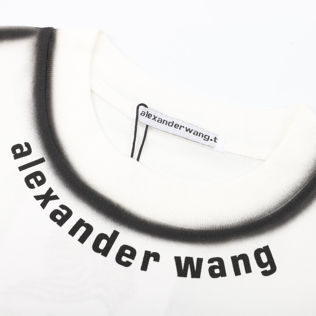 170 Alexander Wang 亚历山大王手工喷墨领口logo印花短袖T恤