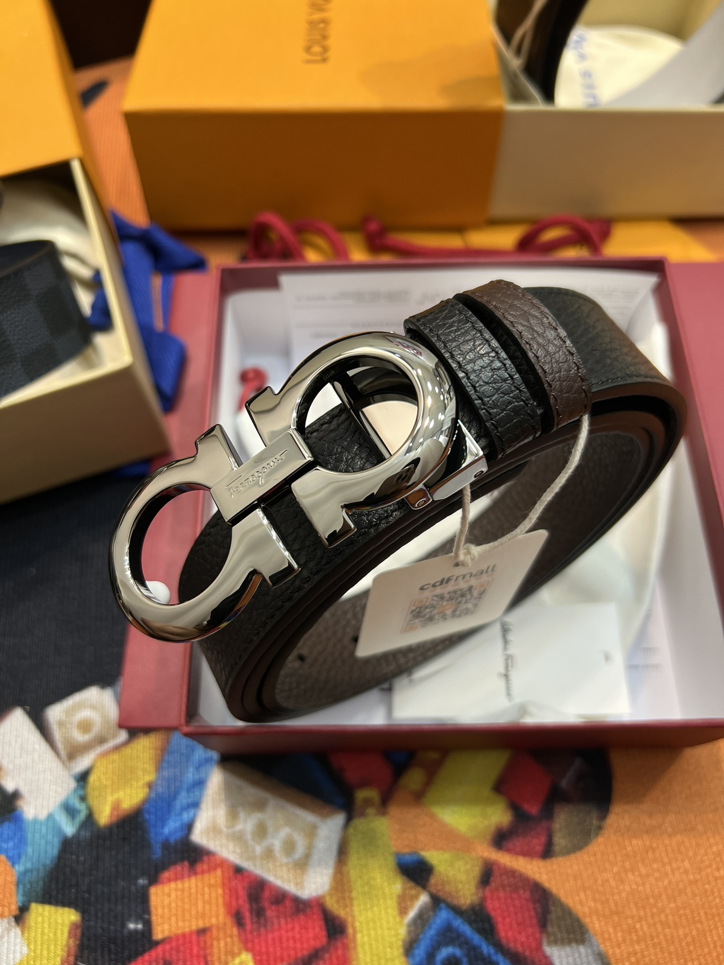 Ferragamo Belts Black Coffee Color