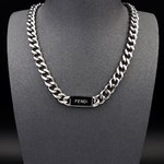 Fendi Jewelry Necklaces & Pendants Black Silver Yellow Titanium Steel
