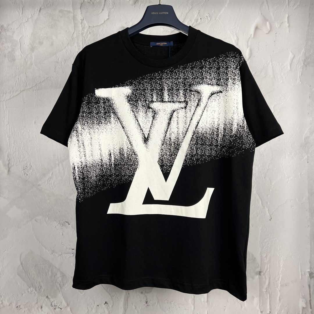 Louis Vuitton AAAAA+
 Clothing T-Shirt Black Unisex Cotton Spring/Summer Collection Short Sleeve