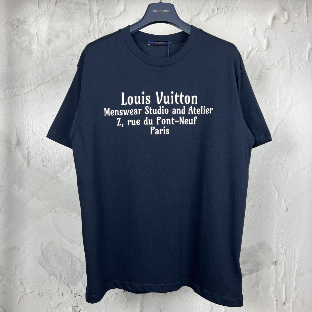 Louis Vuitton Clothing T-Shirt Blue Unisex Cotton Spring/Summer Collection Short Sleeve