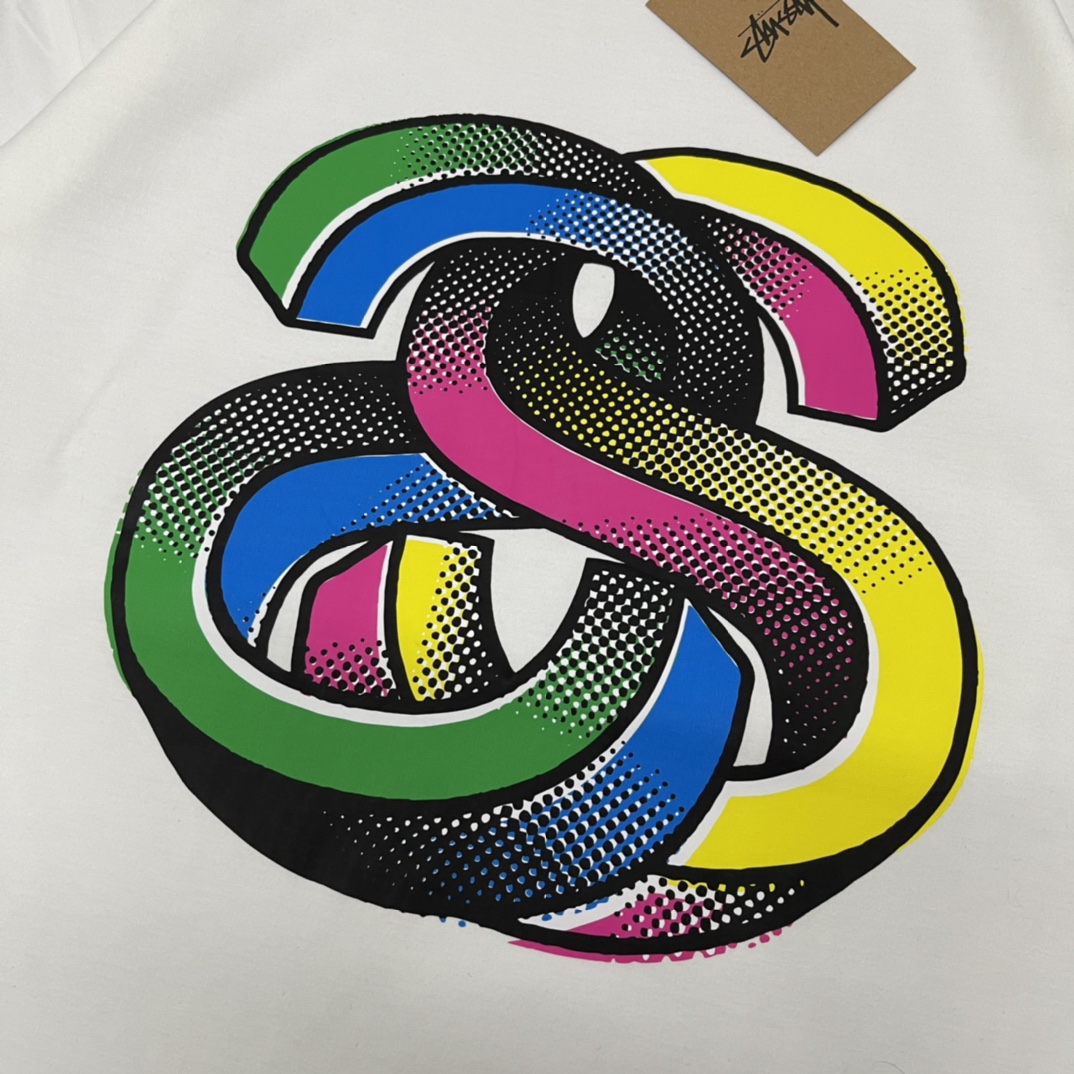 High-quality San 619 Stuscissy T-shirts in Black and White, various sizes available. - 图片 3