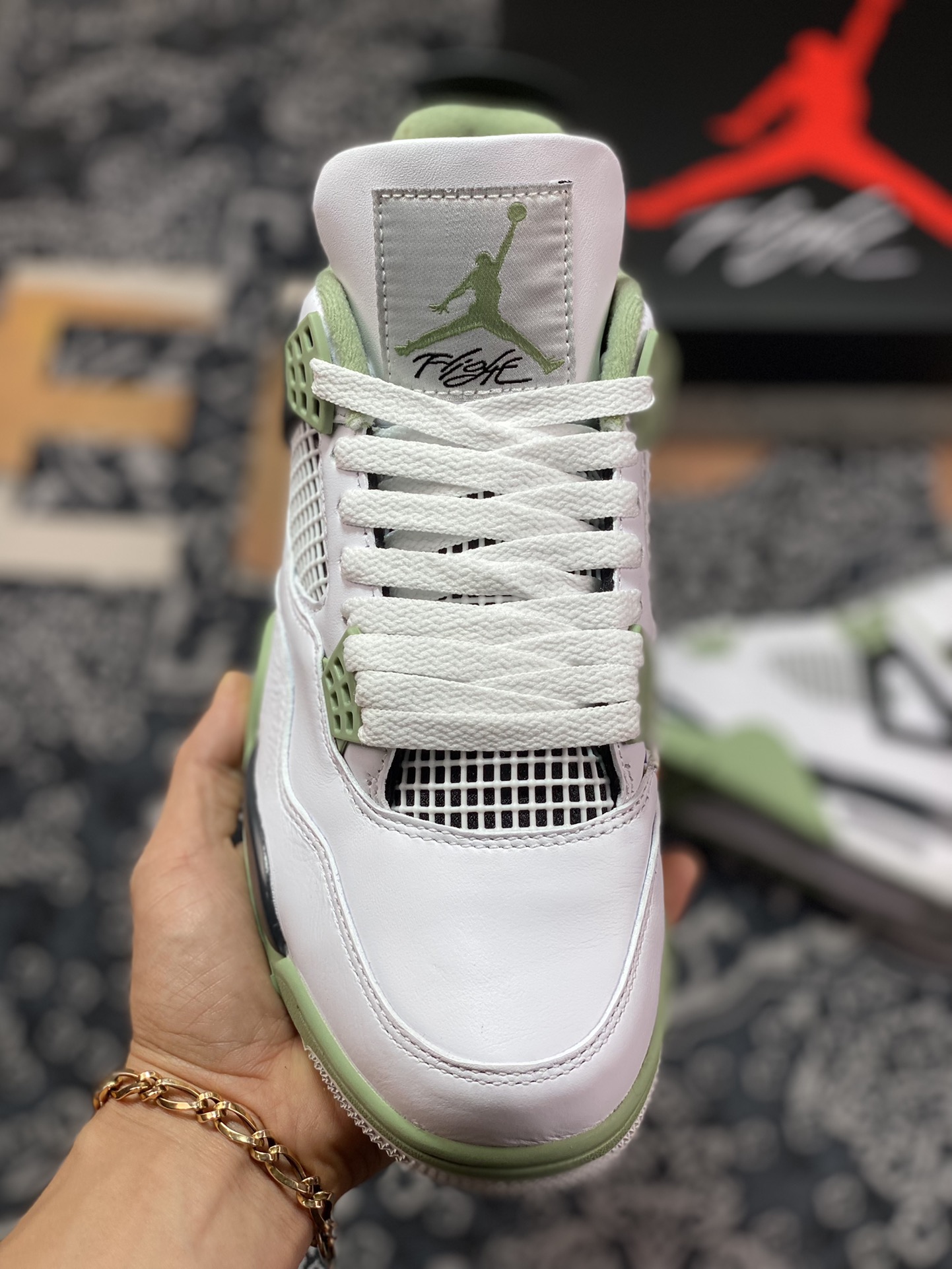 Pure original level Nike Air Jordan 4 ”Oil Green” white green black AQ9129-103