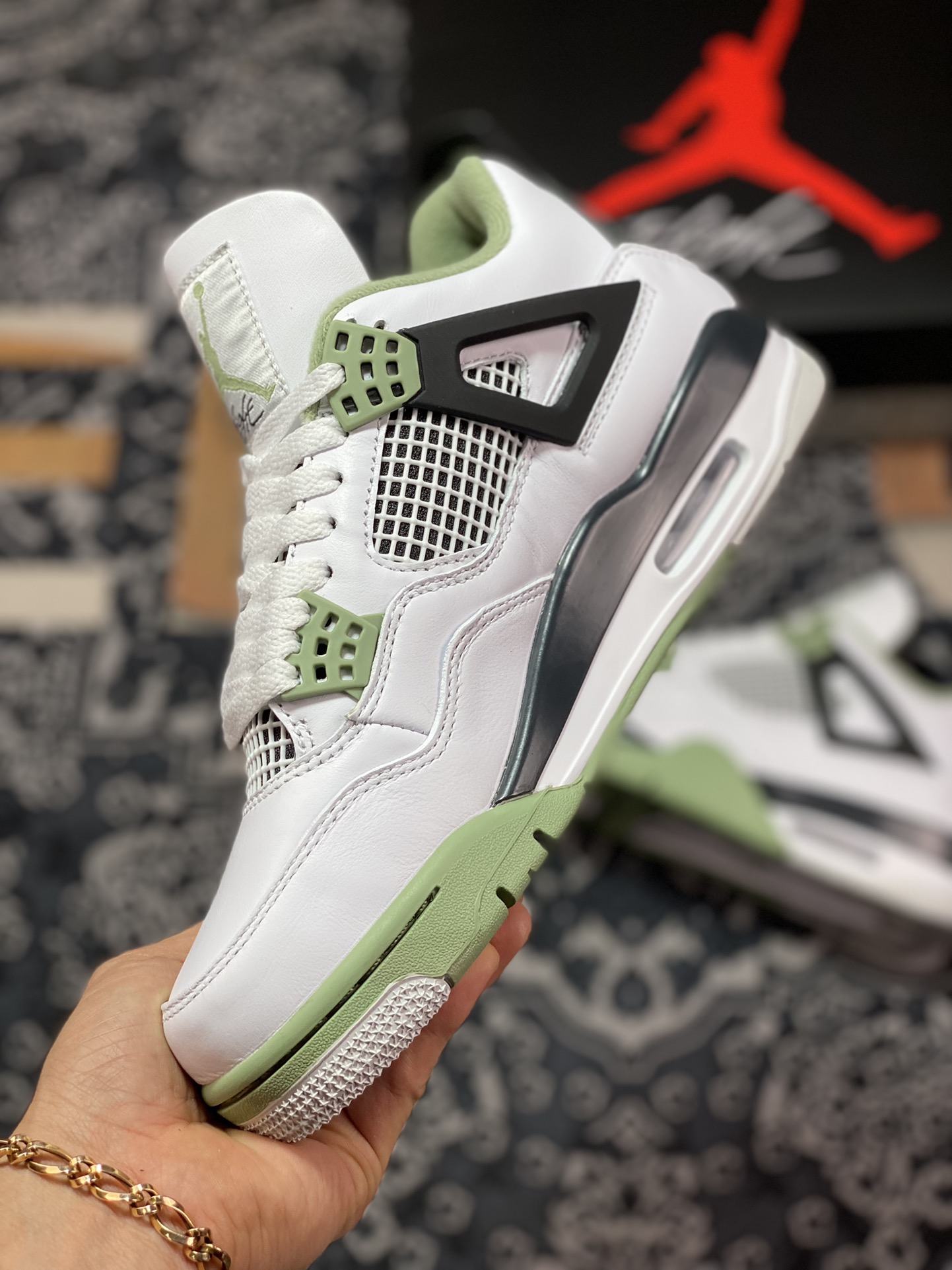 Pure original level Nike Air Jordan 4 ”Oil Green” white green black AQ9129-103