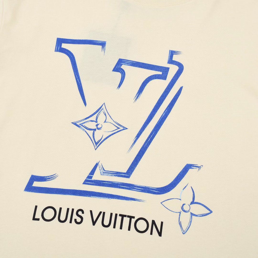 上新160 Louis Vuitton/路易威登 23ss 最新蓝色logo新标识字母印花短袖