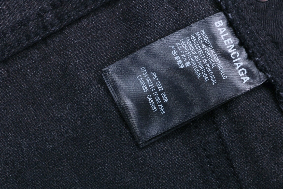 280 Balenciaga/巴黎世家 23ss Flared黑灰水洗破坏做旧微喇牛仔裤