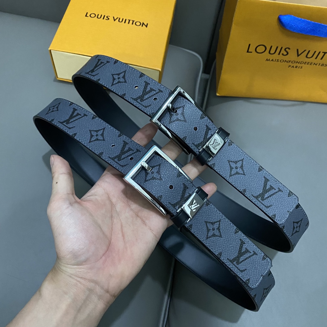 Louis Vuitton 1:1
 Belts Men Calfskin Canvas Cowhide