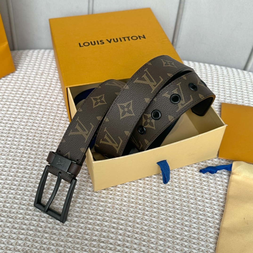 Louis Vuitton Belts Men Calfskin Cowhide