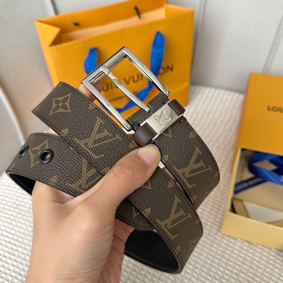 Louis Vuitton Belts Men Calfskin Cowhide