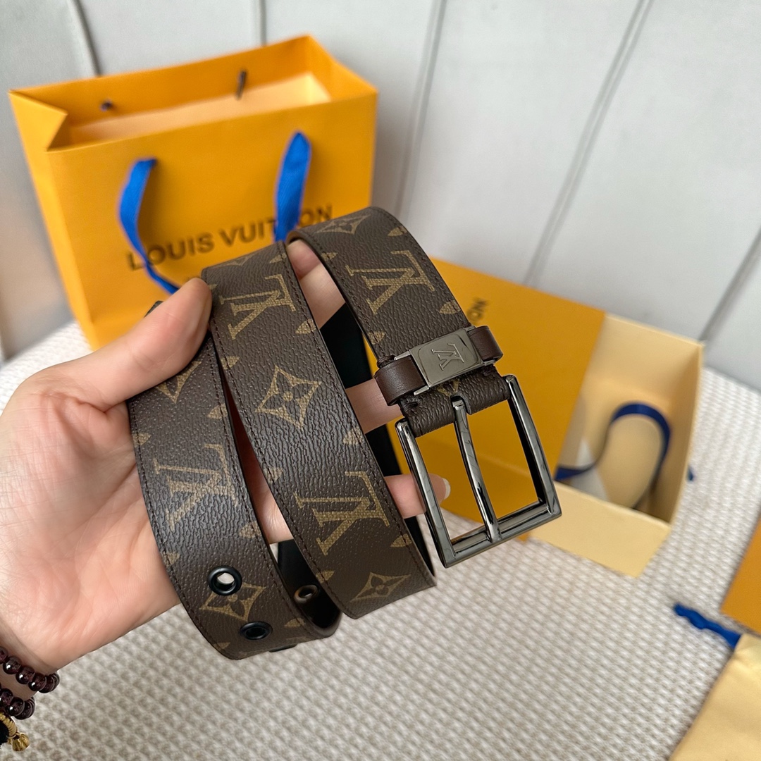 Louis Vuitton Belts Men Calfskin Cowhide