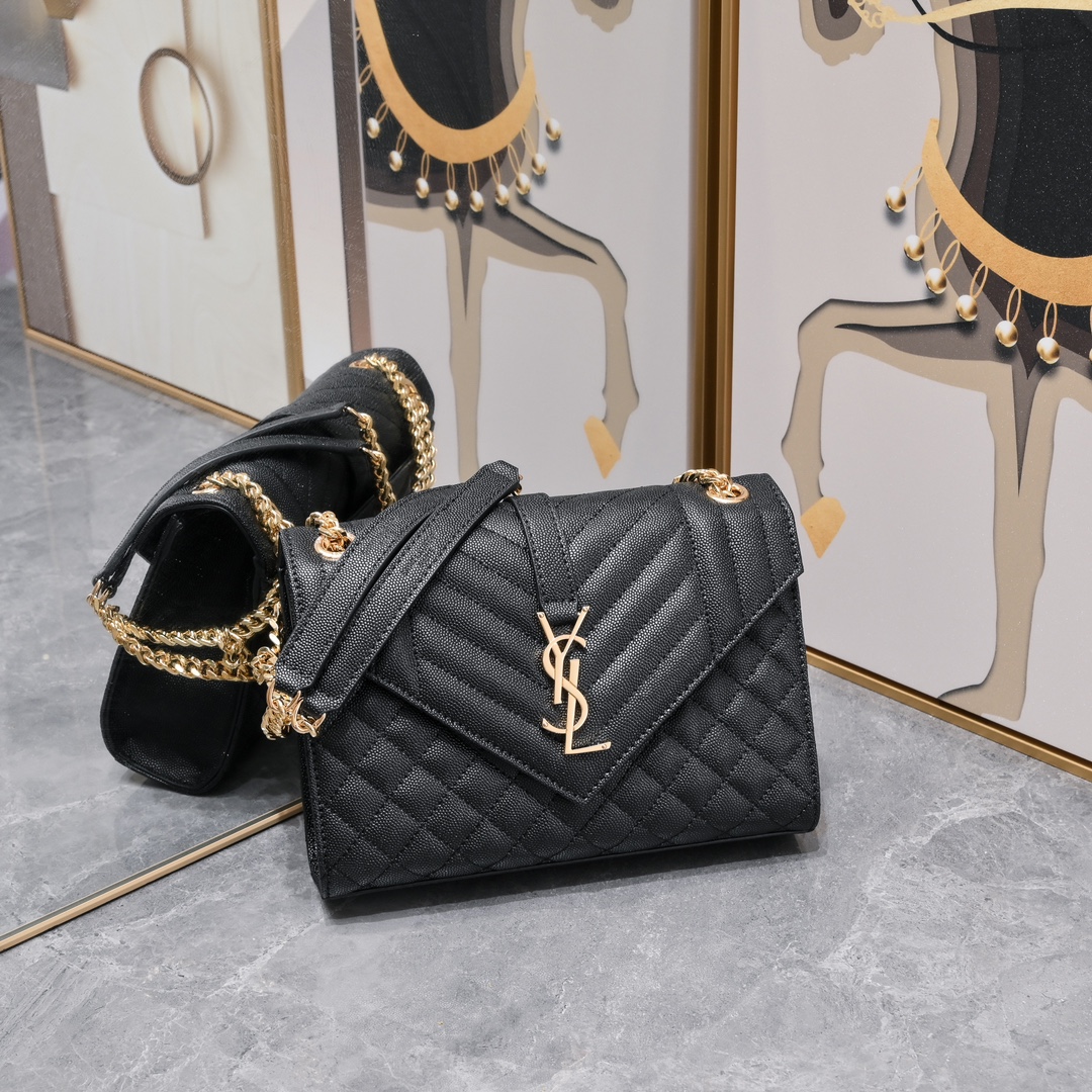 Yves Saint Laurent YSL Envelope Crossbody & Shoulder Bags Gold Hardware Cowhide Genuine Leather Chains