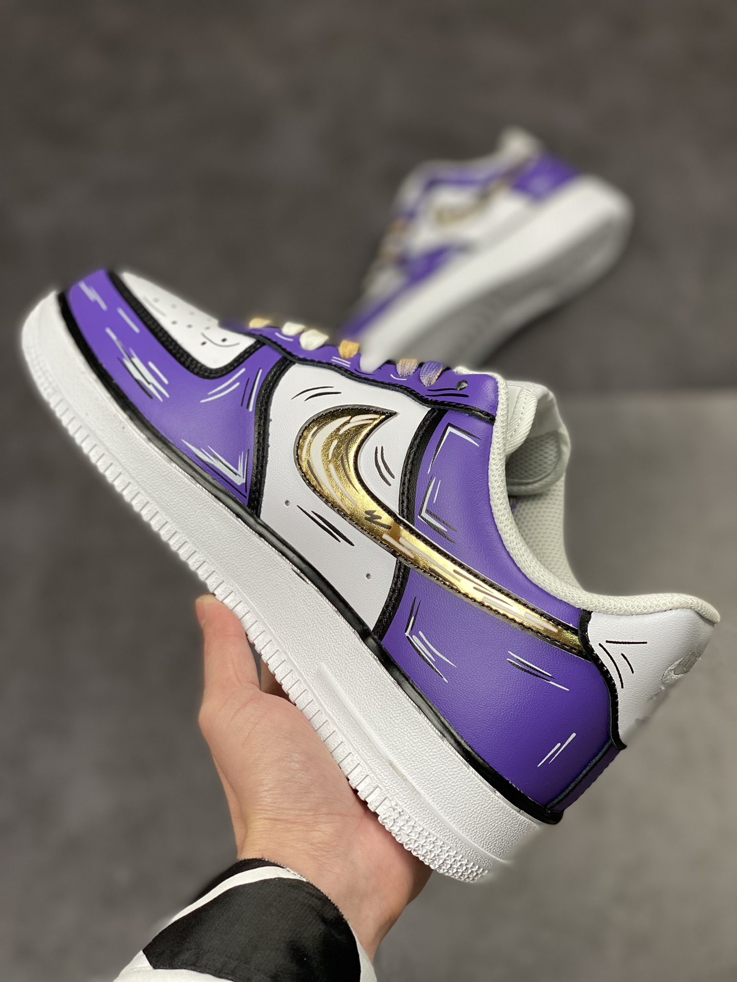 250 Nike Air Force 1 Low 07 二次元涂鸦白紫 CW2288-216