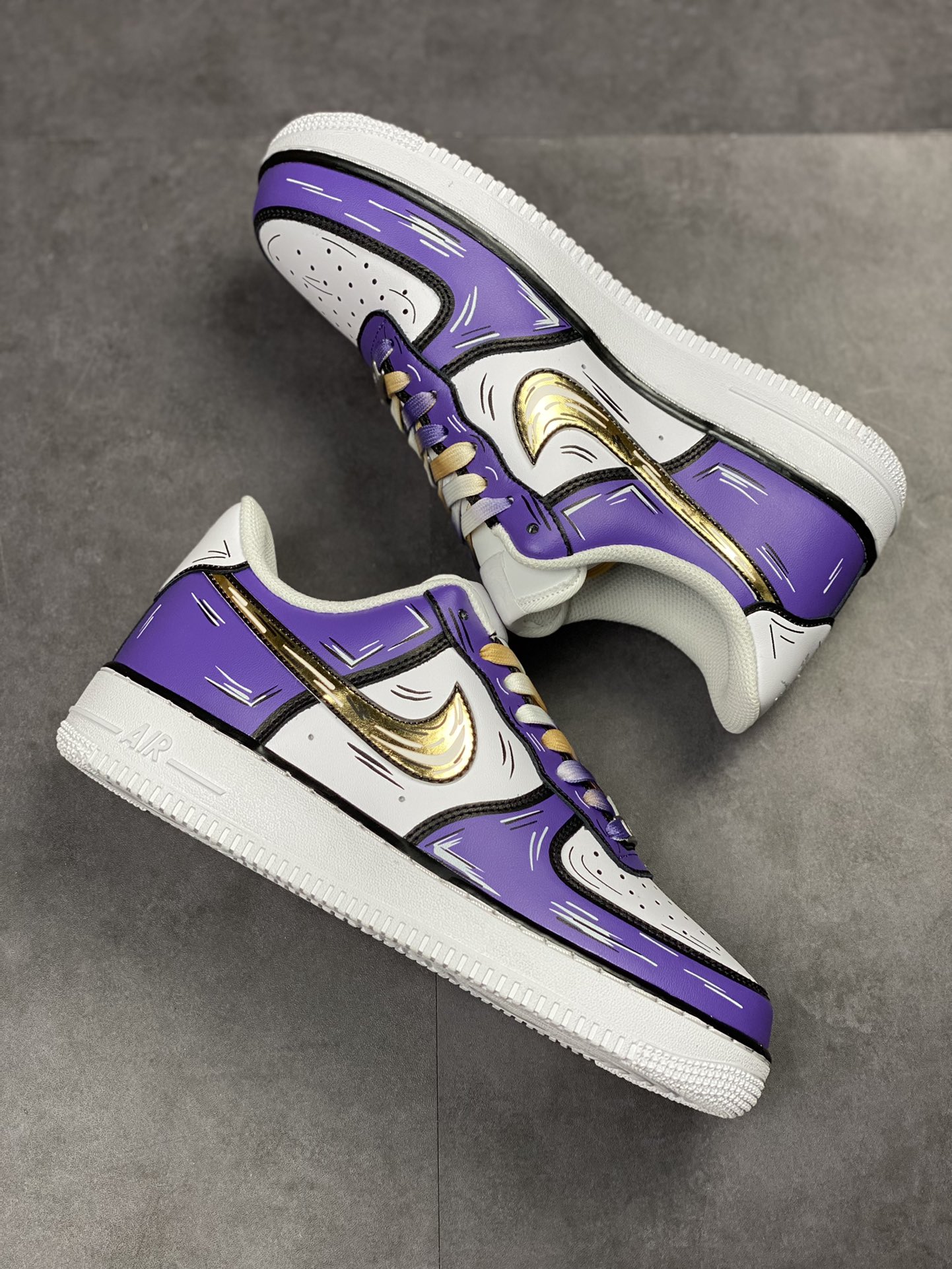 250 Nike Air Force 1 Low 07 二次元涂鸦白紫 CW2288-216