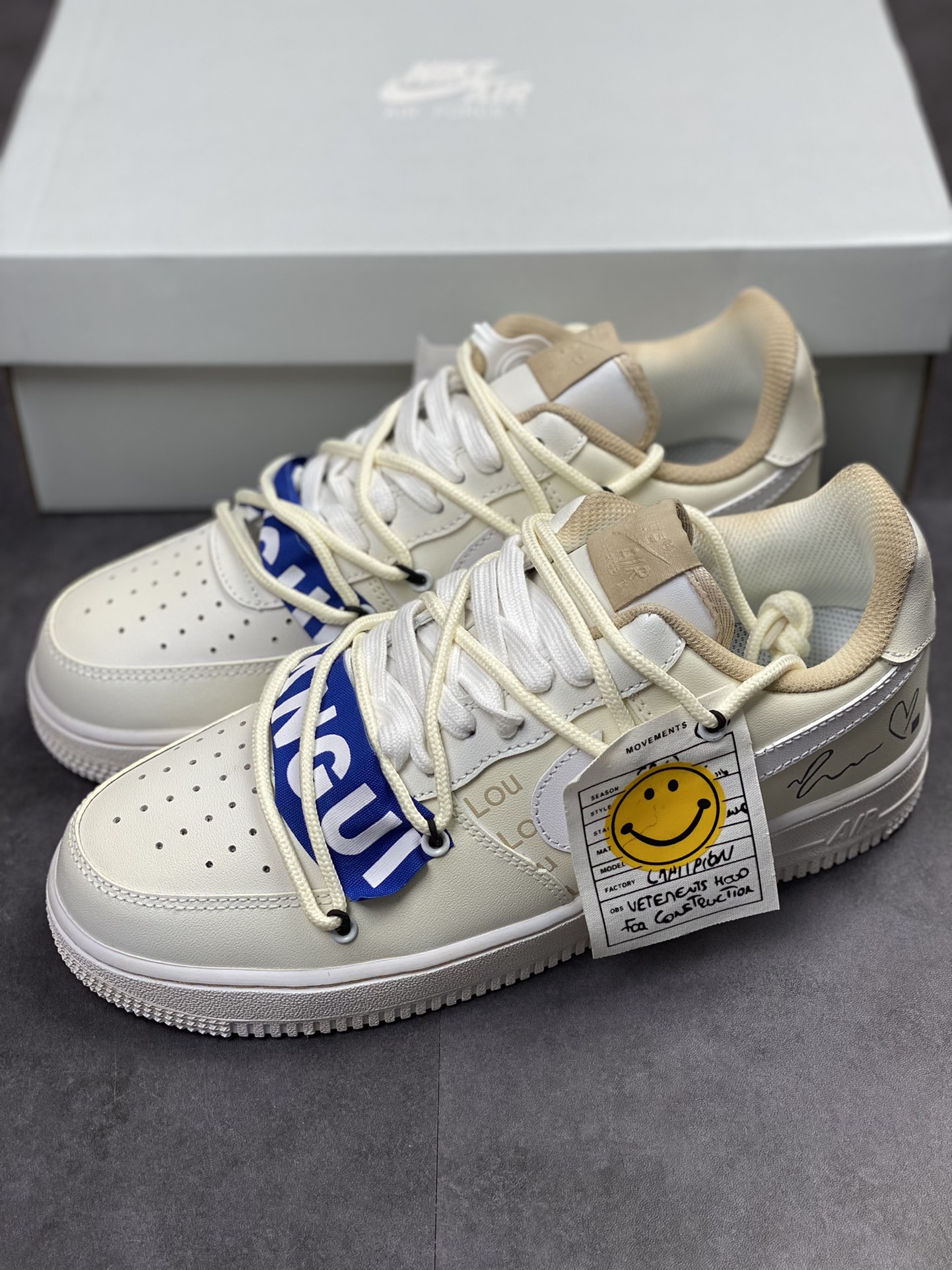 230 Nike Air Force 1 Low 07 笑脸米白蓝CW2288-111