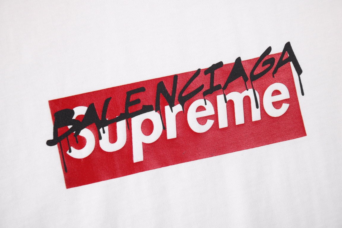 170 balenciaga联名supreme 涂鸦logo短袖 原版印花一比一复刻