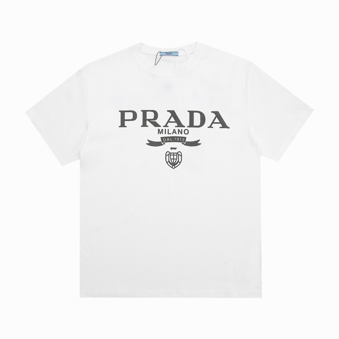 160 PRADA 普拉达经典款字母发泡印花短袖T恤