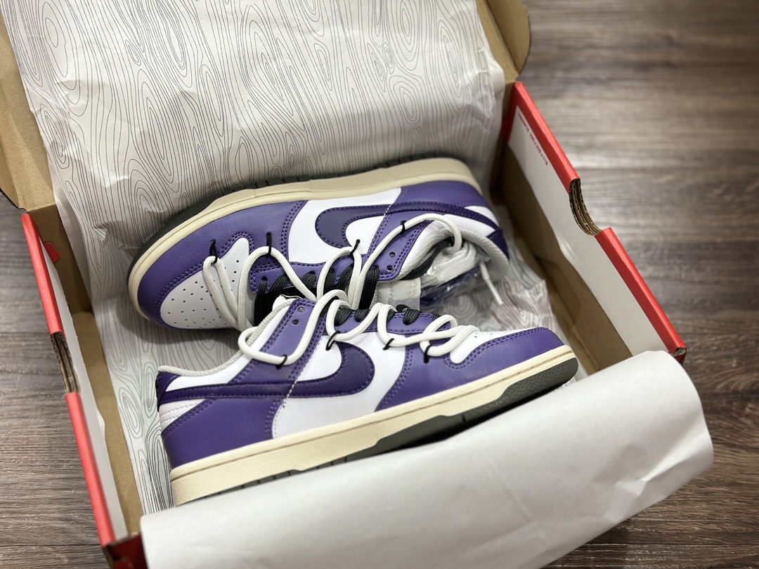 260 NIKE SB Dunk Low 绑带 白紫低帮 休闲运动鞋 FD9762-061