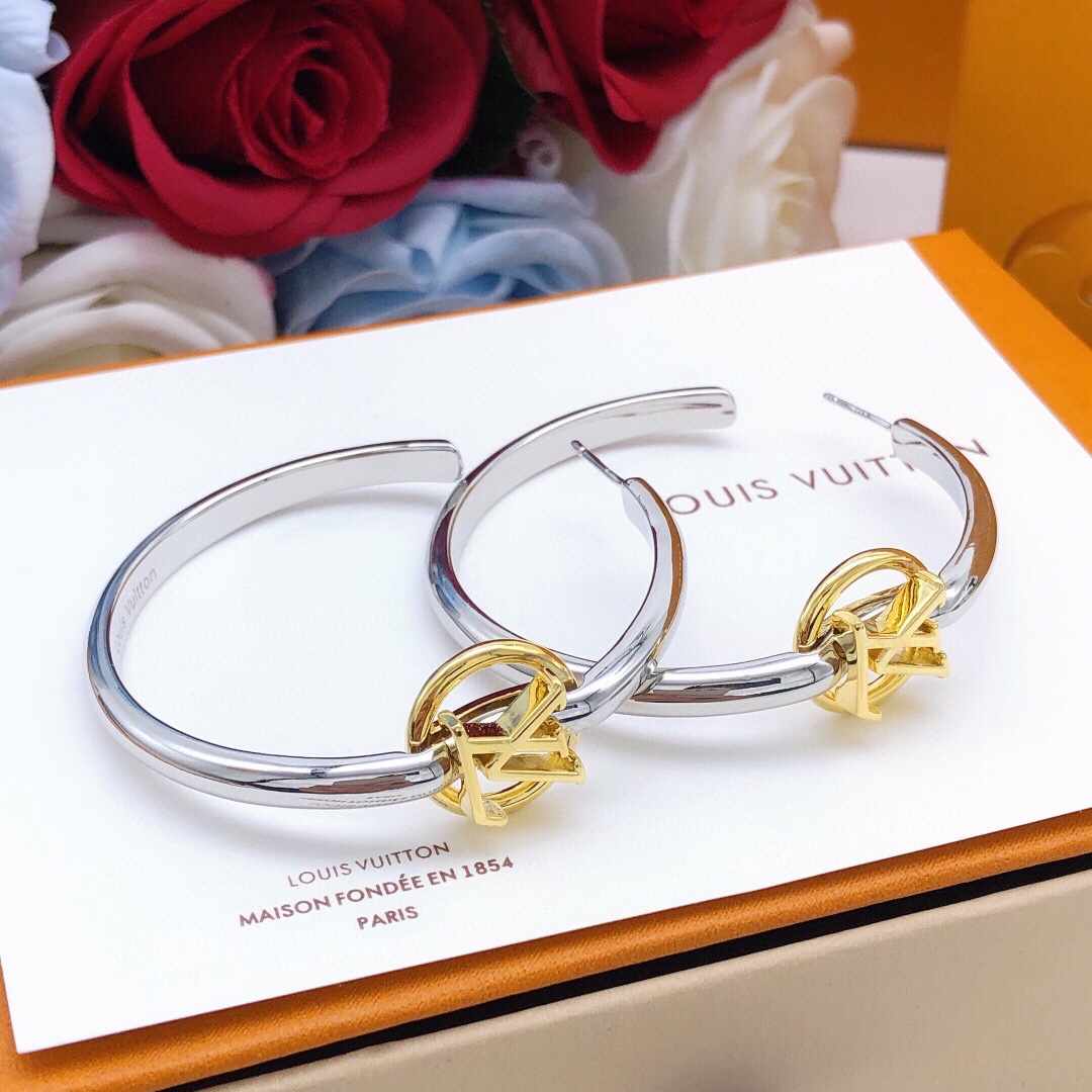 Louis Vuitton Jewelry Earring Gold Silver Yellow Brass