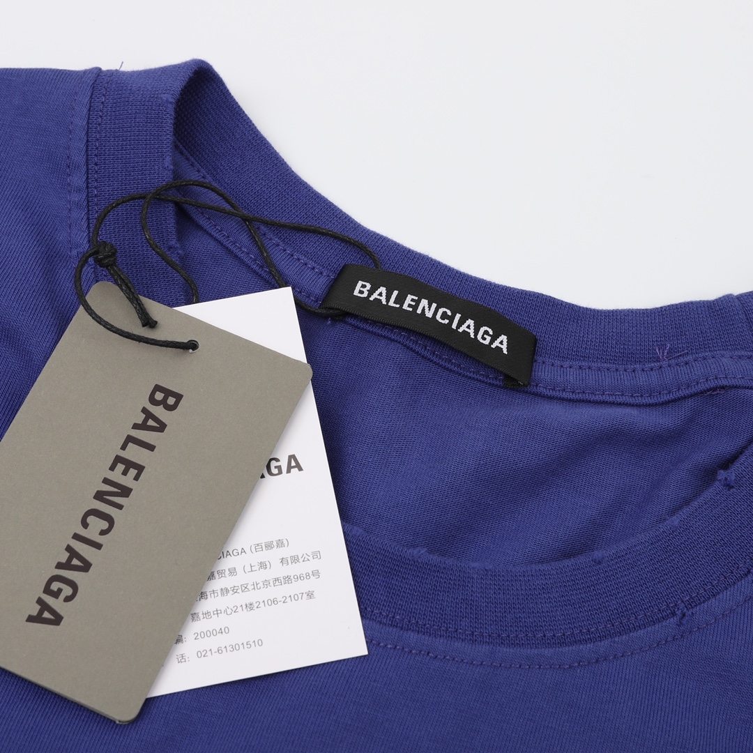 160 Balenciaga/巴黎世家 蓝可乐印花圆领短袖