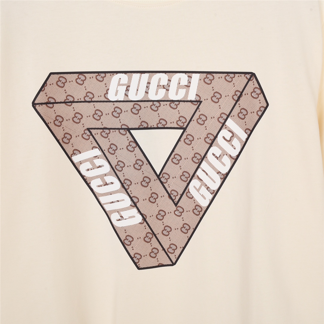 上新170 GUCCI 古驰23SS夏季新款三角双g字母印花短袖 数码直喷