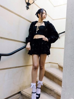 Chanel Flawless Sock- Mid Tube Socks Black White Lace