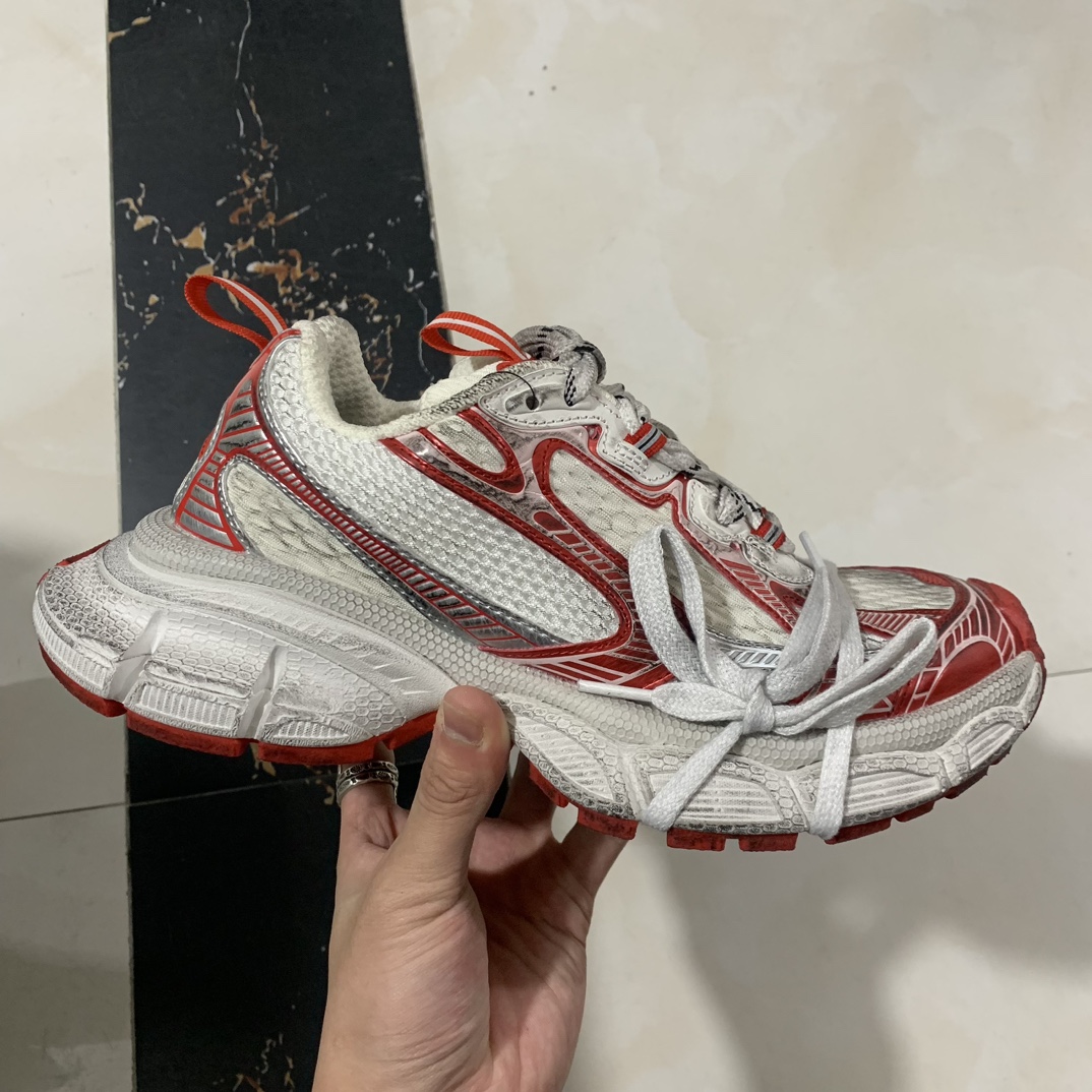 Zapatos papá Balenciaga 3XL blancos y rojos, fotos reales de entrega