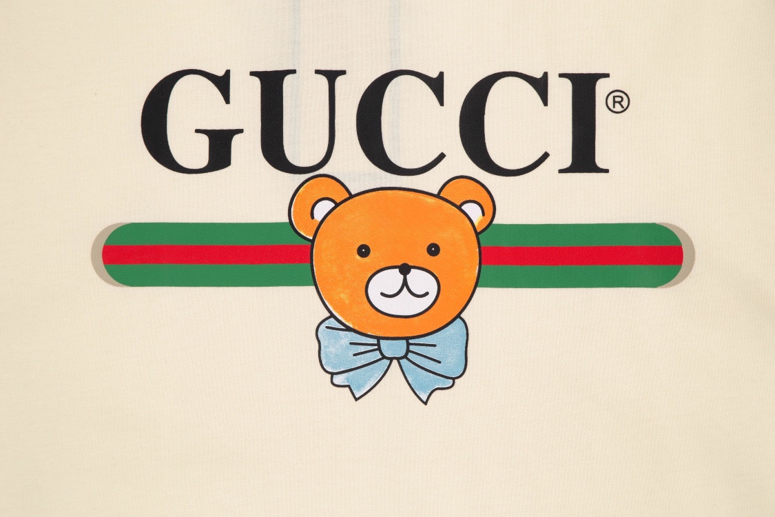 160 古驰/Gucci 夏季新款 GucciKawaii联名款泰迪小熊印花圆领短袖T恤