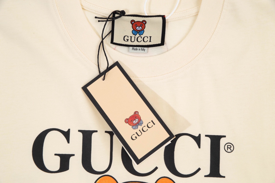 160 古驰/Gucci 夏季新款 GucciKawaii联名款泰迪小熊印花圆领短袖T恤