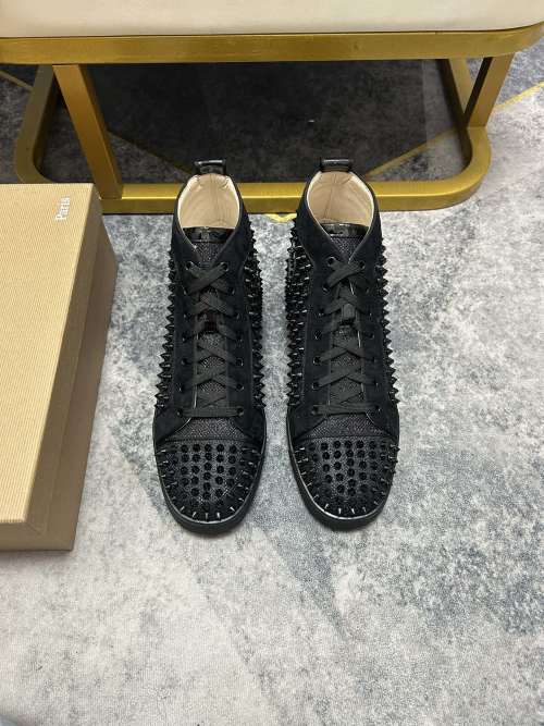 Christian Louboutin Spike-Embellished High-Top Sneakers for Men and Women