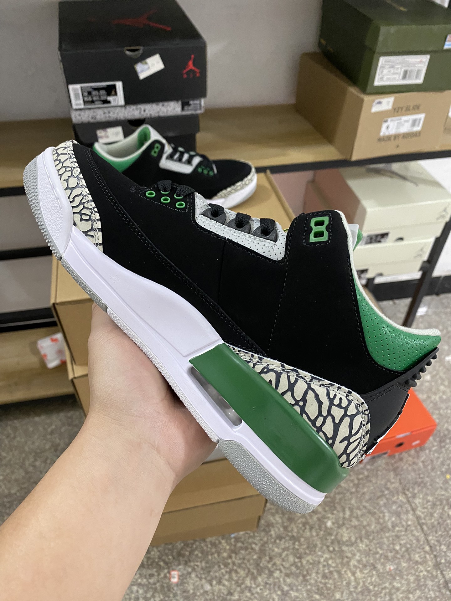 aj3黑绿尺码40-46特价头层皮料