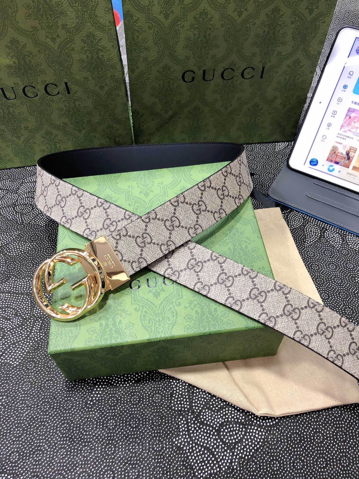 Gucci.古驰全套包装3.8cm进