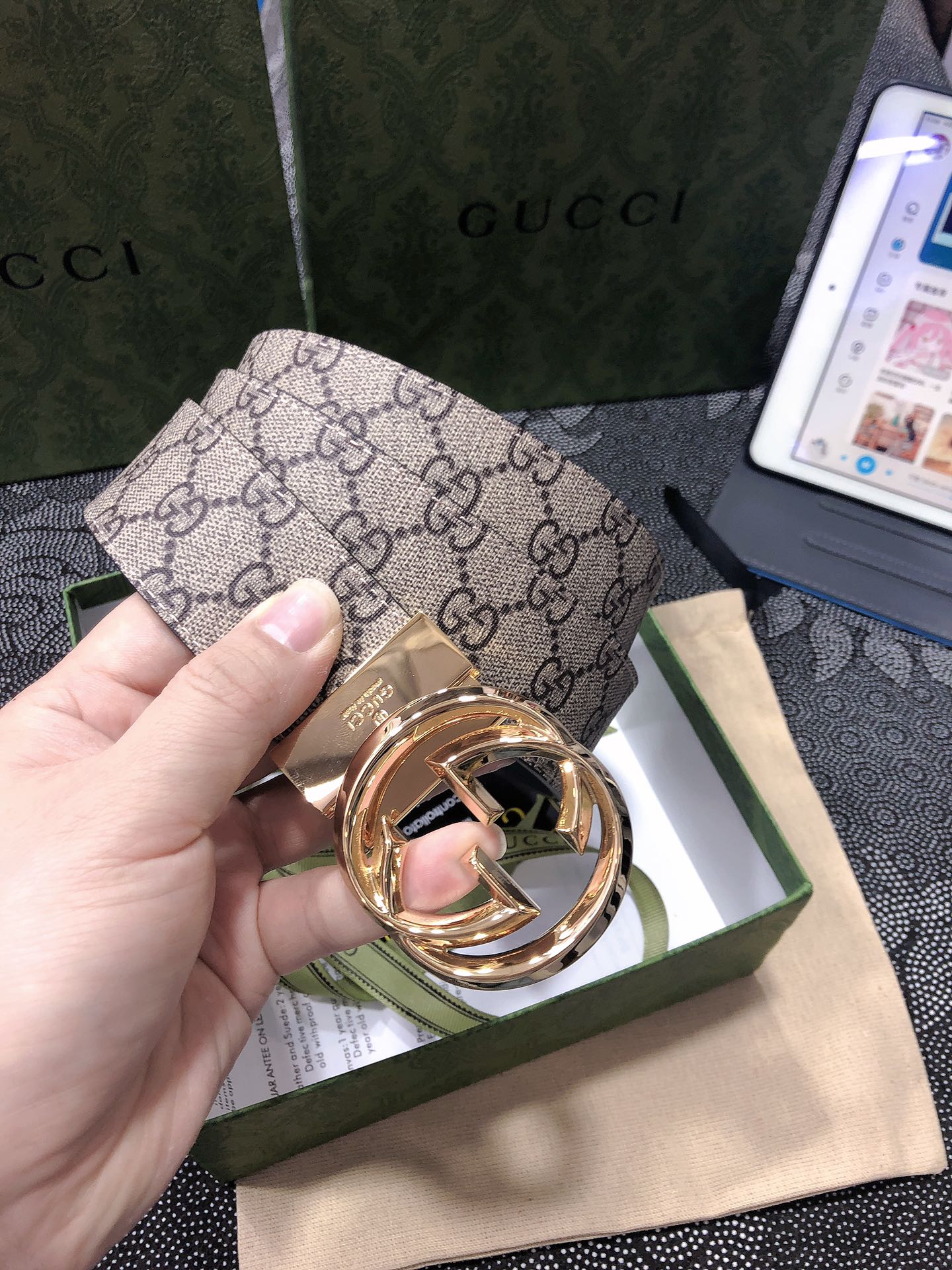 Gucci.古驰全套包装3.8cm进