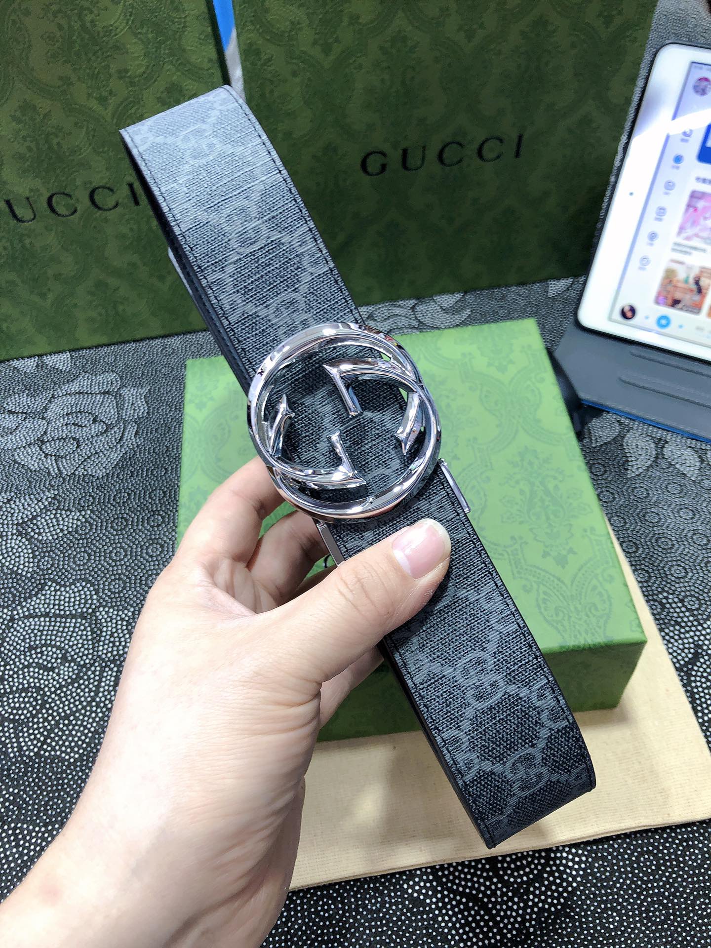 Gucci.古驰全套包装3.8cm进