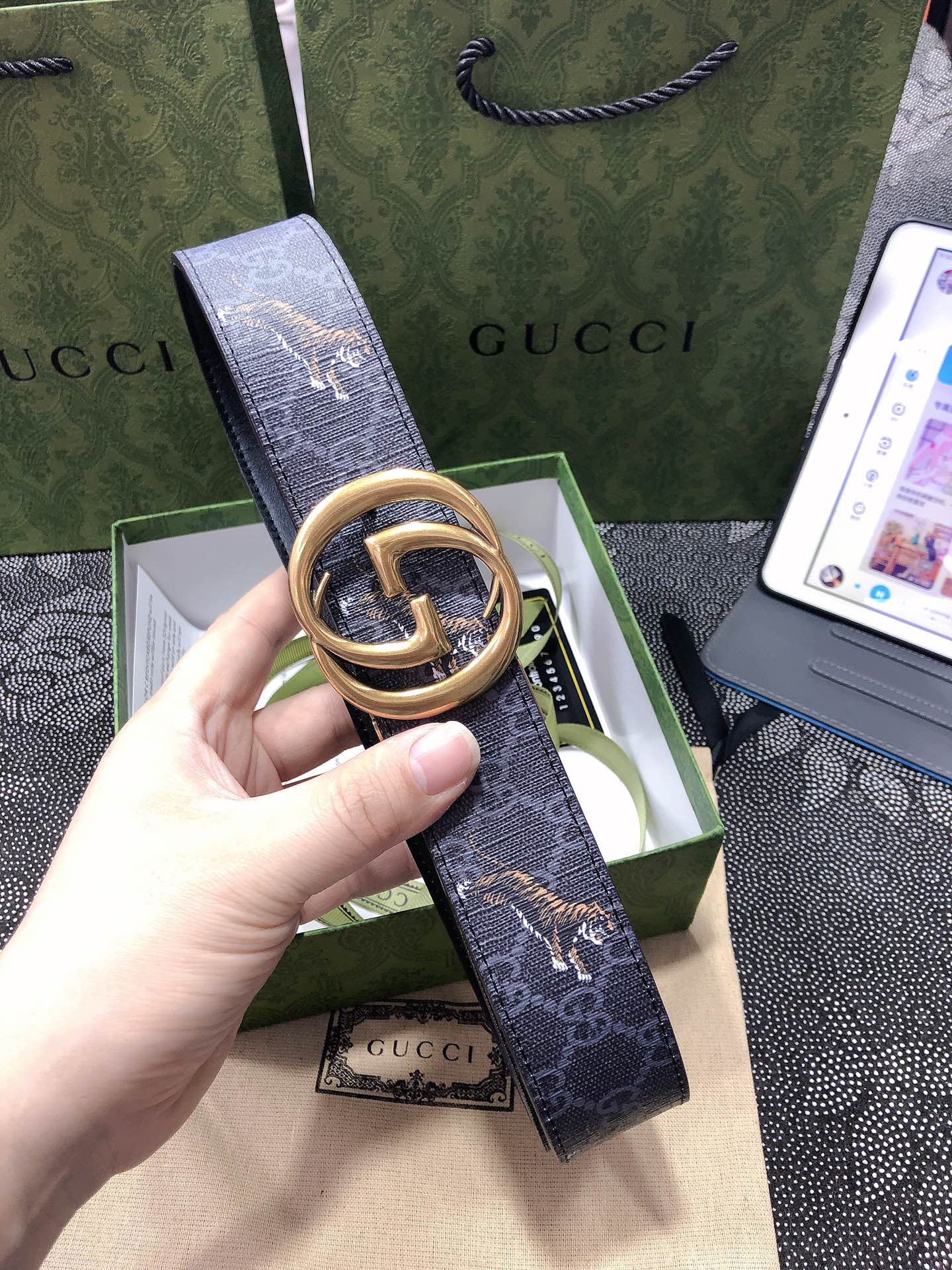 Gucci.古驰全套包装3.8cm进