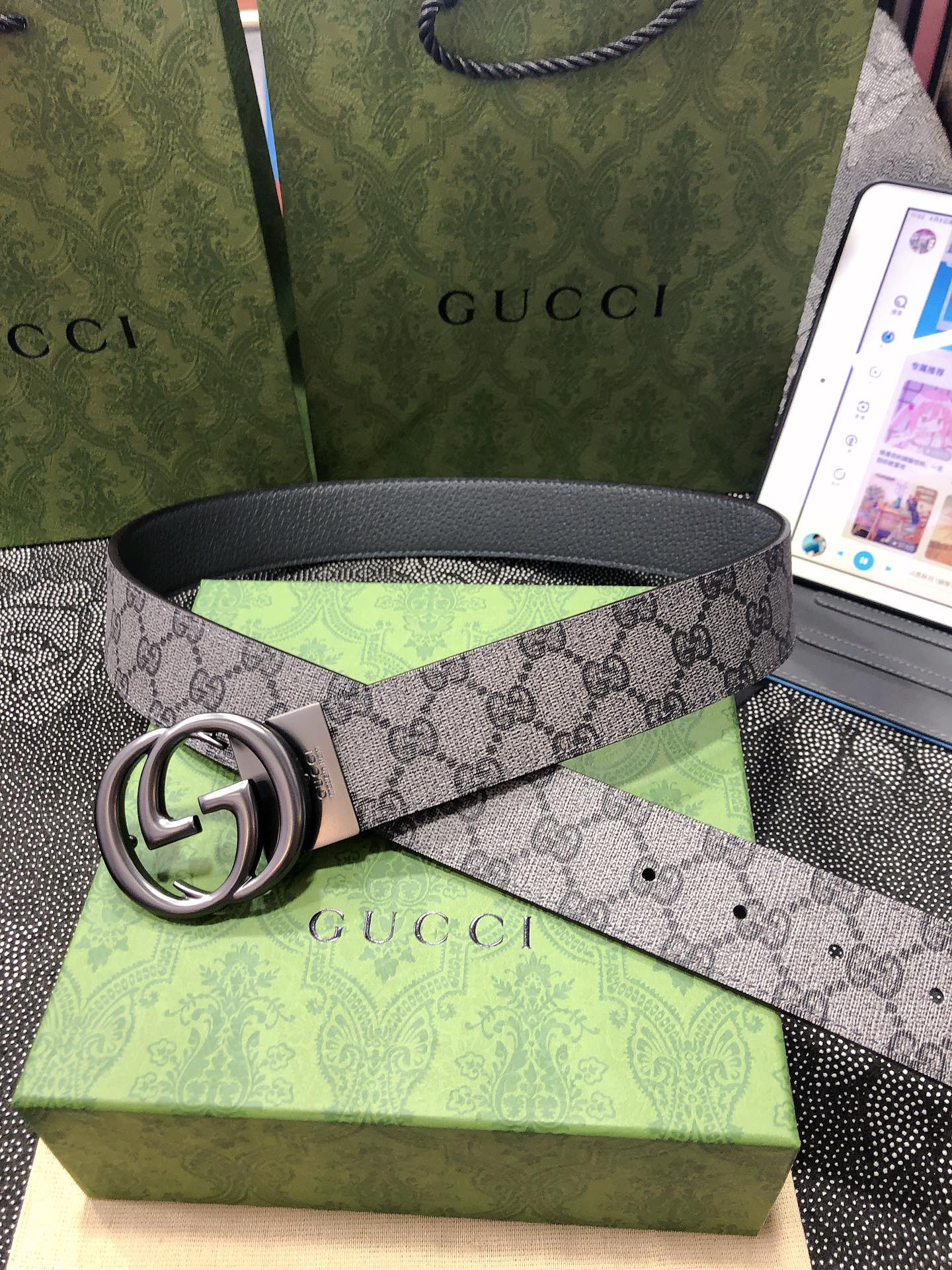 Gucci.古驰全套包装3.8cm进