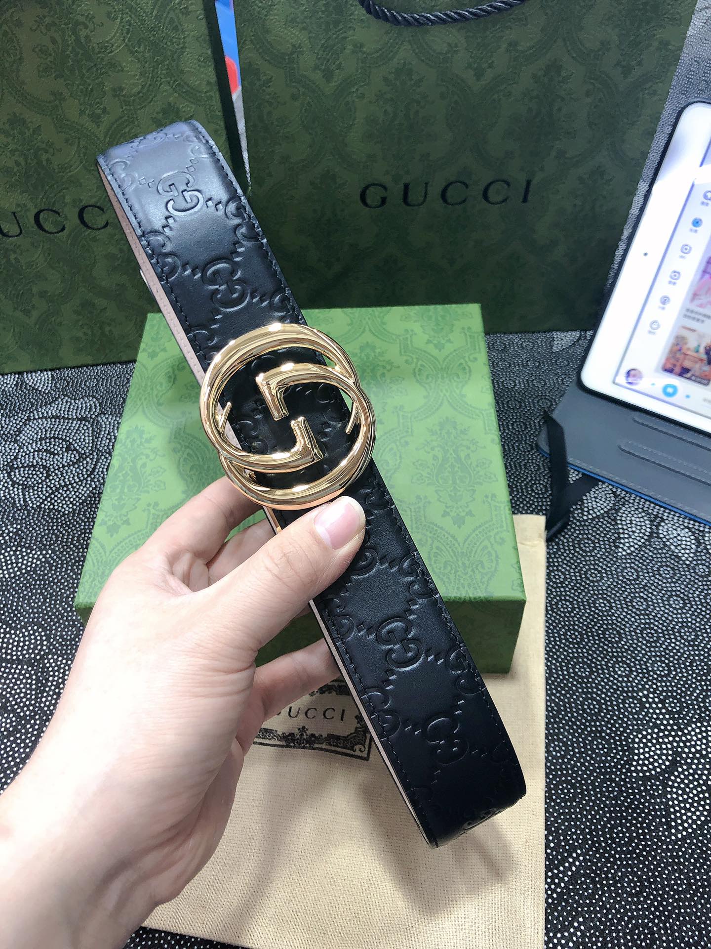 Gucci.古驰全套包装3.8cm进