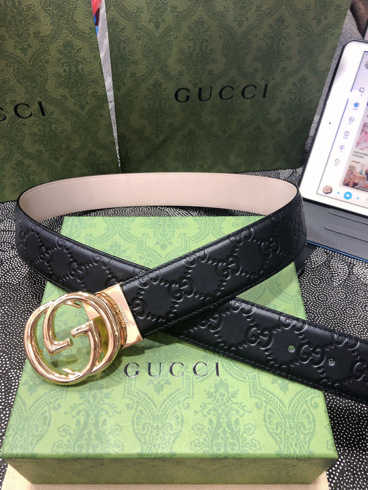 Gucci.古驰全套包装3.8cm进