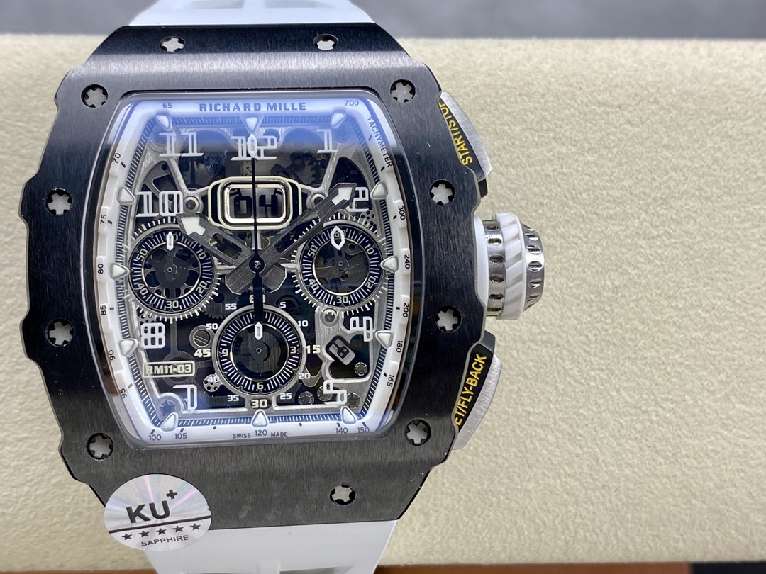 NO:142791,KU... KV Richard RM11-03 Ceramic Timer [New Model] RM011 Thanks to the opportunity to help friends abroad to repair and customize this glass, after getting the original... After reversely dismantling the structural principles of the original; meticulously copying the details of all accessories, including the mechanical principles of waterproofing; Finally, the ideal RM11-03 (White Ghost and Black Ghost), Richard Miller19860909KU…… KV 理查德RM11-03陶瓷计时［新款］RM011 得益于 帮国外朋友维修定制此款玻璃的机会, 拿到原版后… 逆向拆解原版的结构原理后； 一丝不苟的复制所有配件的细节, 包括如何做到防水的力学原理； 终于完成最理想的RM11 －03(白幽灵和黑幽灵),理查德米勒,Watch