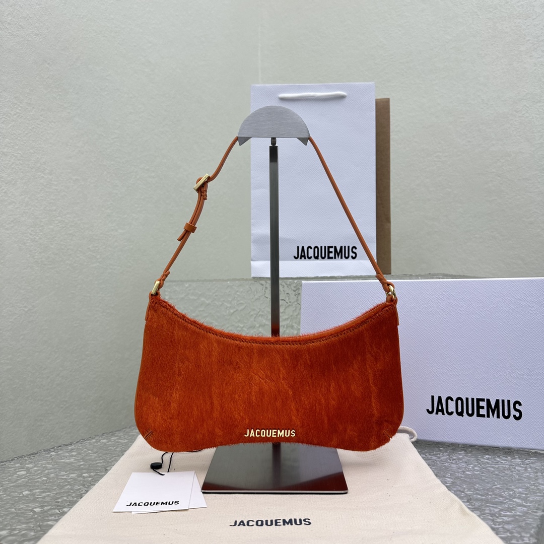 Jacquemus Bags Handbags Gold Orange Splicing Cowhide Horsehair Vintage