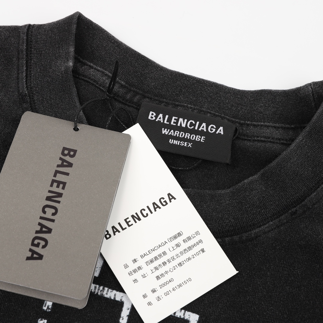 Balenciaga/巴黎世家 德国战车人像乐队印花短袖