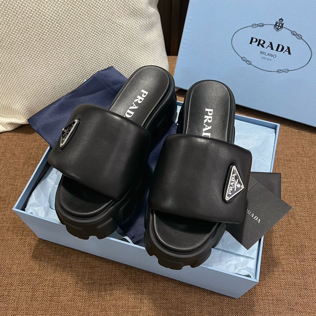 Online China
 Prada Platform Shoes Slippers Sheepskin