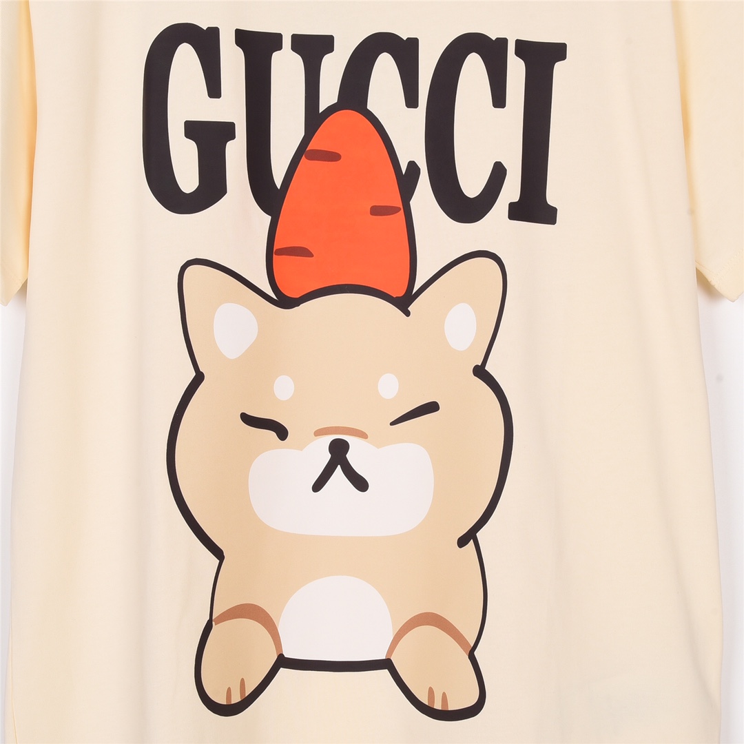 上新170 GUCCI 古驰23SS夏季新款卡哇伊猫咪印花短袖